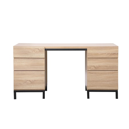 Elegant Decor Emerson Industrial Double Cabinet Desk In Mango Wood DF11002MW